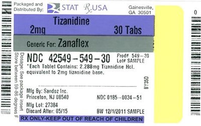 Principal Display Paneltizanidine 2mg, 28 Tablets (Tizanidine 2 mg Label 42549)